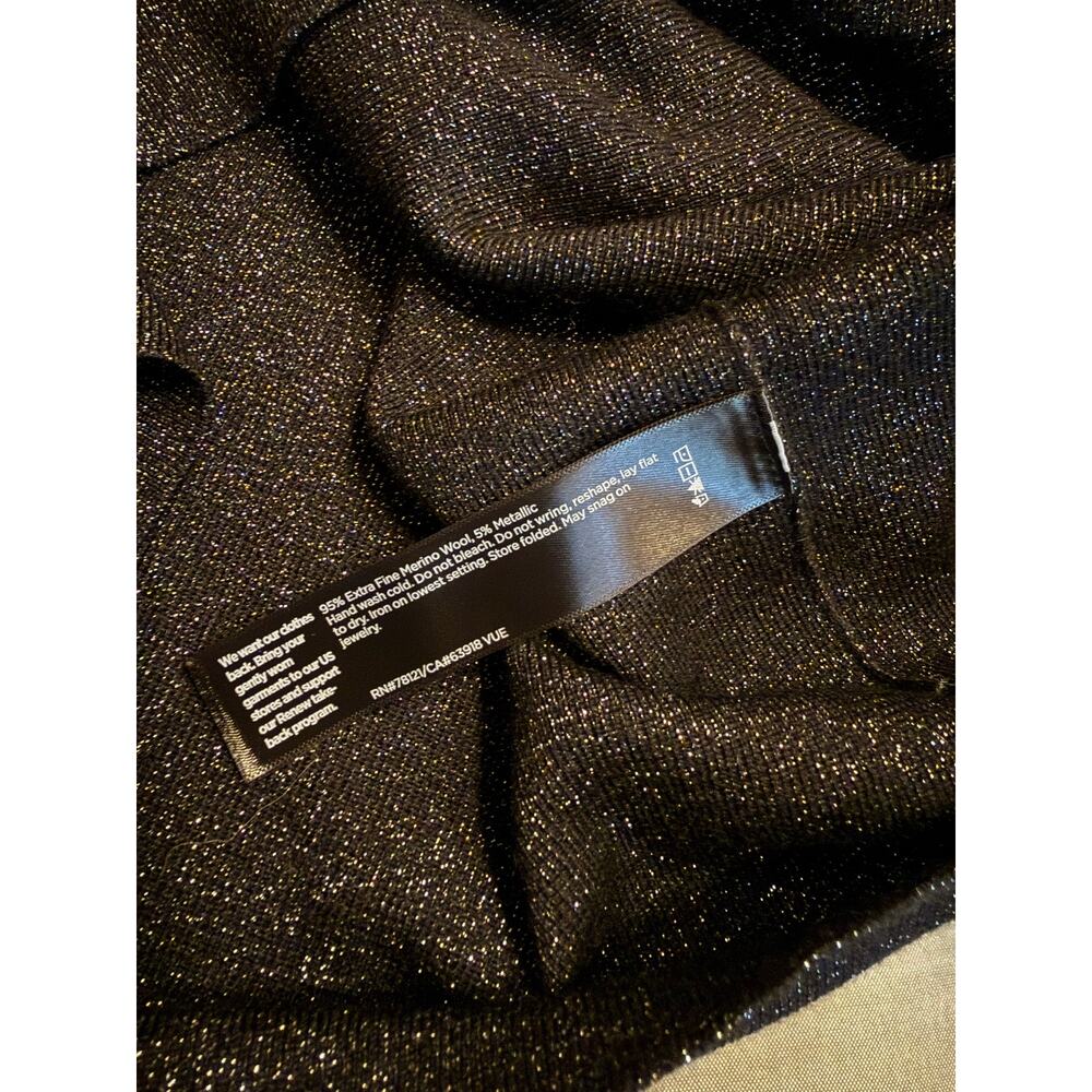NWT Eileen Fisher Black Wool Metallic Long Sleeve Turtleneck Sweater Top Small - Picture 8 of 8
